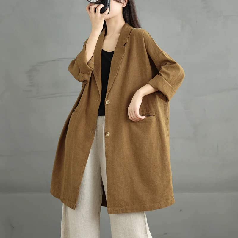 

Retro Women's Suit Jacket Loose Fit Long Sleeve Cotton Commute Style Fall Winter Fashion Casual Outerwear Large Size Top