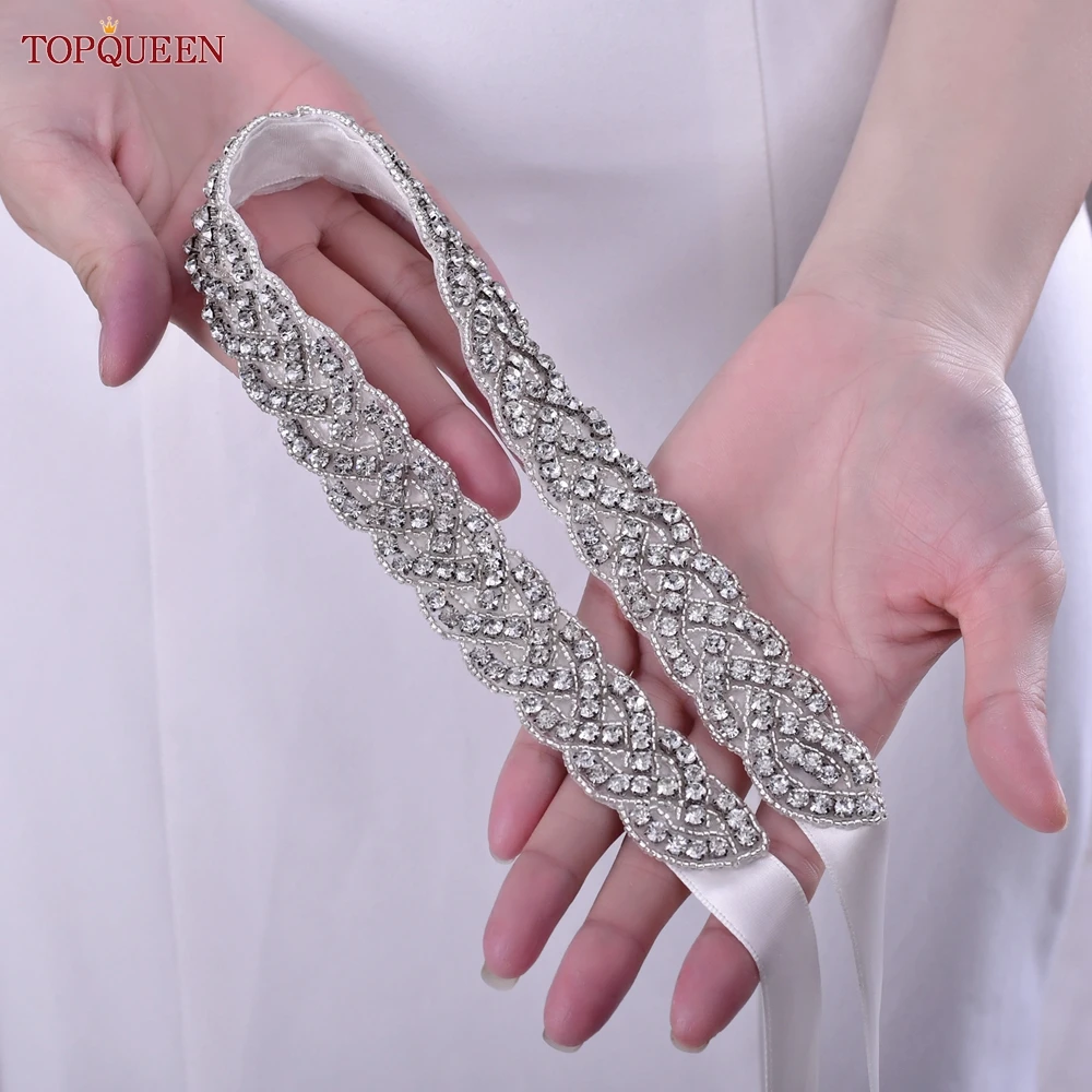 TOPQUEEN S216 Luxury Rhinestones Belt Wedding Accessories Bride Dresses Evening Party Gown Sash Women'S Diamonds Waistband