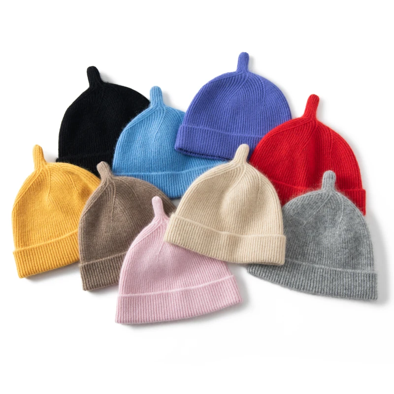 ZYCZCXX Korean Fashion Cashmere Hats Girls Boys Solid Color Outdoor Warm Caps Kids Cashmere Beanies Children Hat Bonnet