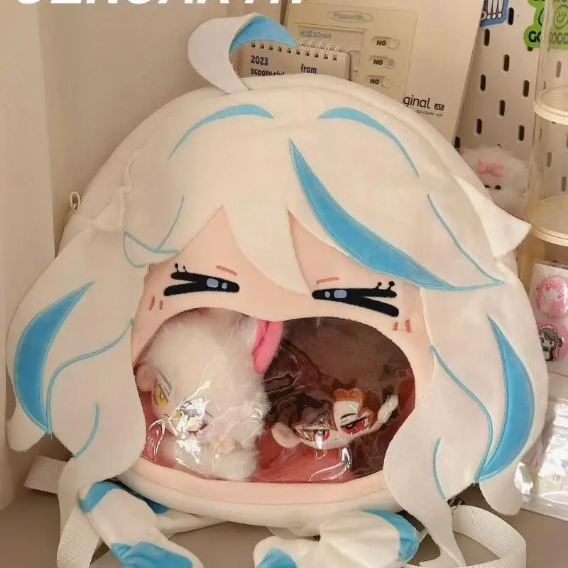 Mihoyo Genshin Impact Furina Pvc Plush Cute Itabag Layer Zipper Buckle Large Capacity Backpack Crossbody Bag Women Men Game Fans - Image 3
