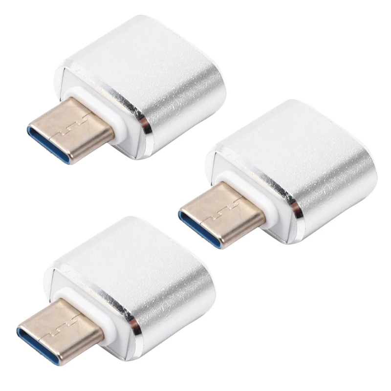 3X USB C To USB Adapter 2 Pack Type C To USB 3.0 Adapter USB Adapter Supporting Otg For Galaxy S9/S8/Not 8(Silver)