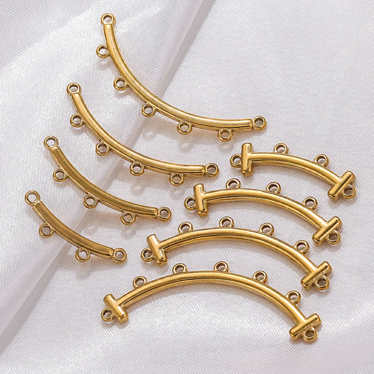 5pcs Bend Stainless Steel Bohemia Cylinder Multi Strand Necklace Bracelet Layer Pendant Bail Connector Diy Jewelry Chain Earring