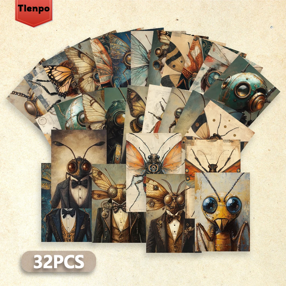 32 Stück, Vintage-Insektenpostkarten, Exemplare, Geburtstags-/Jahrestagsgeschenke, Sammlerstücke, geeignet zum Verschenken, kann per Post verschickt werden.