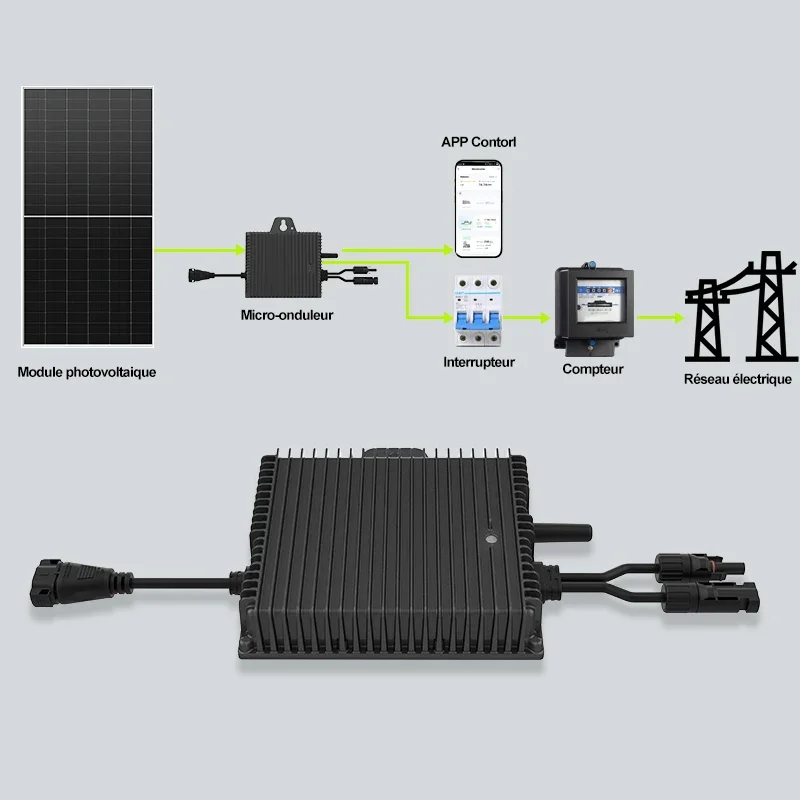 400W Solar Micro Inverter MPPT IP67 Waterproof Grid Tie Inverter for Balcony PV System 220V WiFi Monitoring Plug and Play