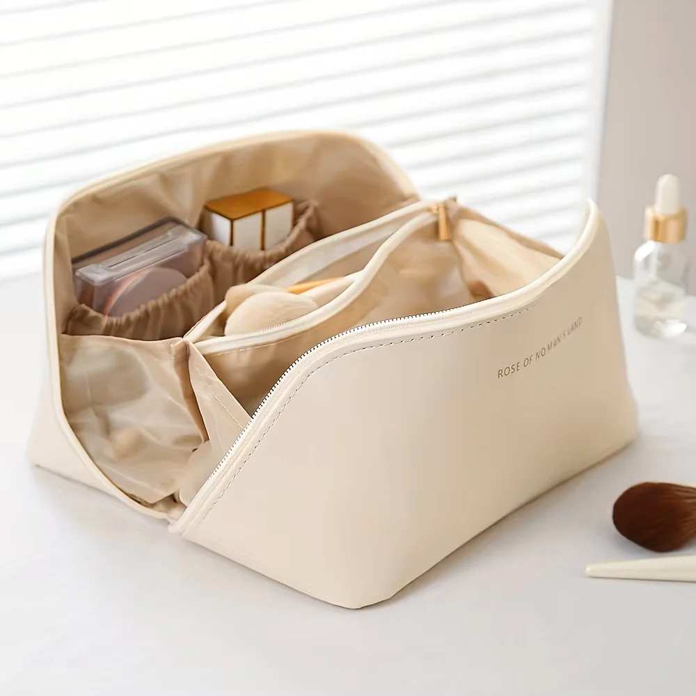 Mode Tragbare PU Leder Große Kapazität Multifunktions Reise Kosmetik Tasche Frauen Badezimmer Toiletten Lagerung Make-Up Fall Werkzeug