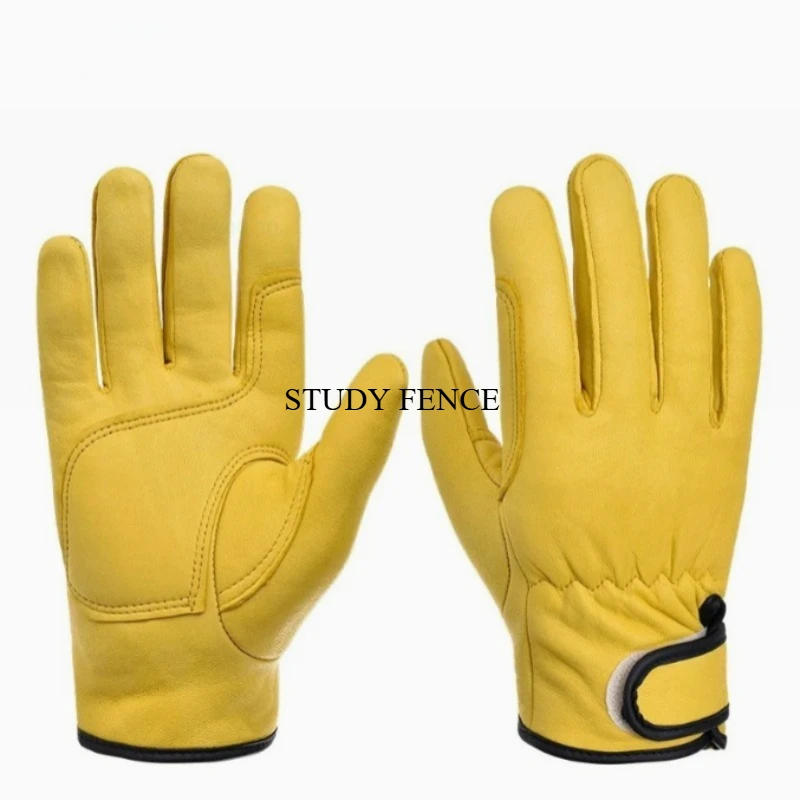 

1 pair Leather work gloves Leather work welding gloves Safety protective equipment Motorcycle driver wear-resistant gloves