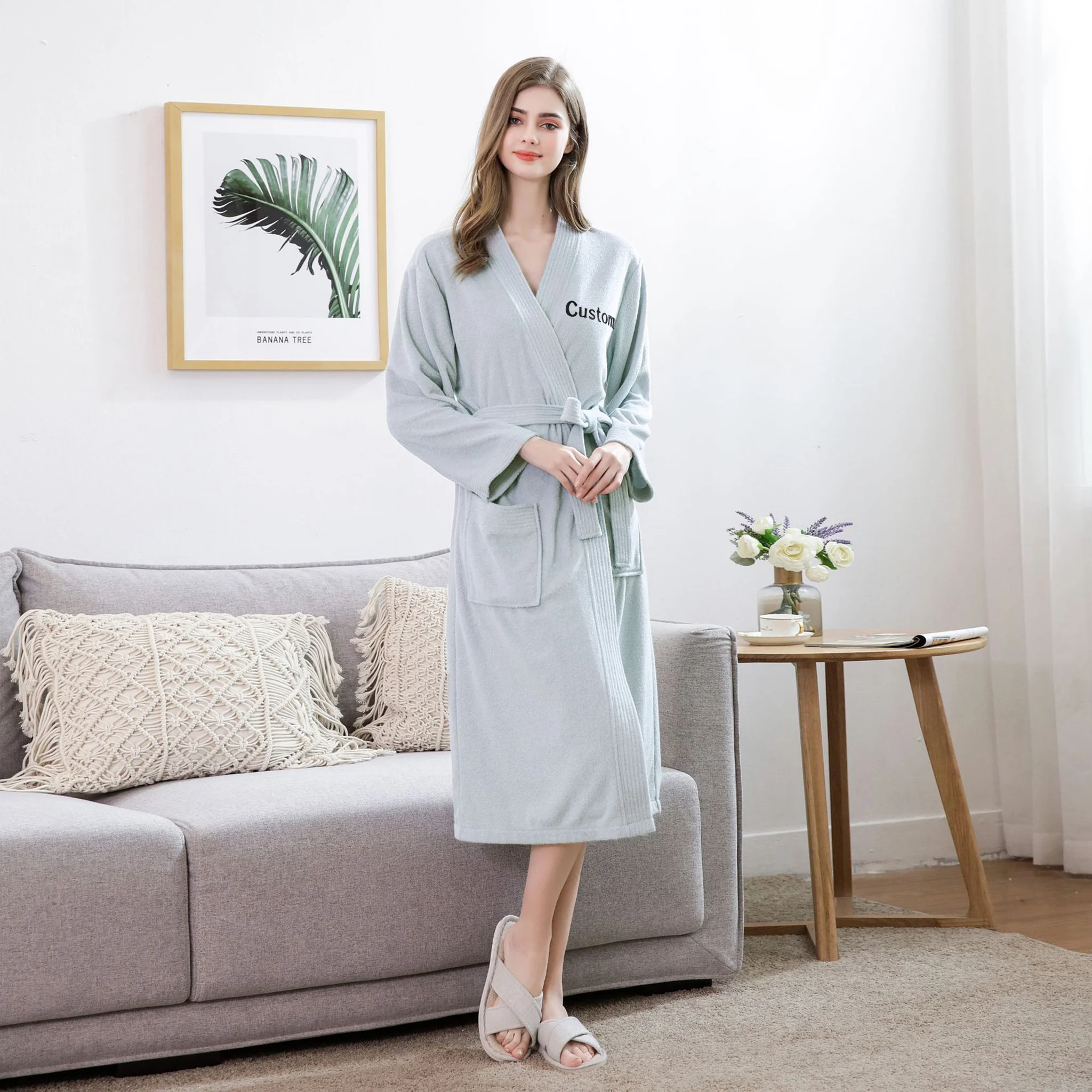 

Вышитый на заказ 800 г полотенце тканевый халат Star Hotel Spa стиль сауны костюм акупунктура одежда больших размеров и женский халат