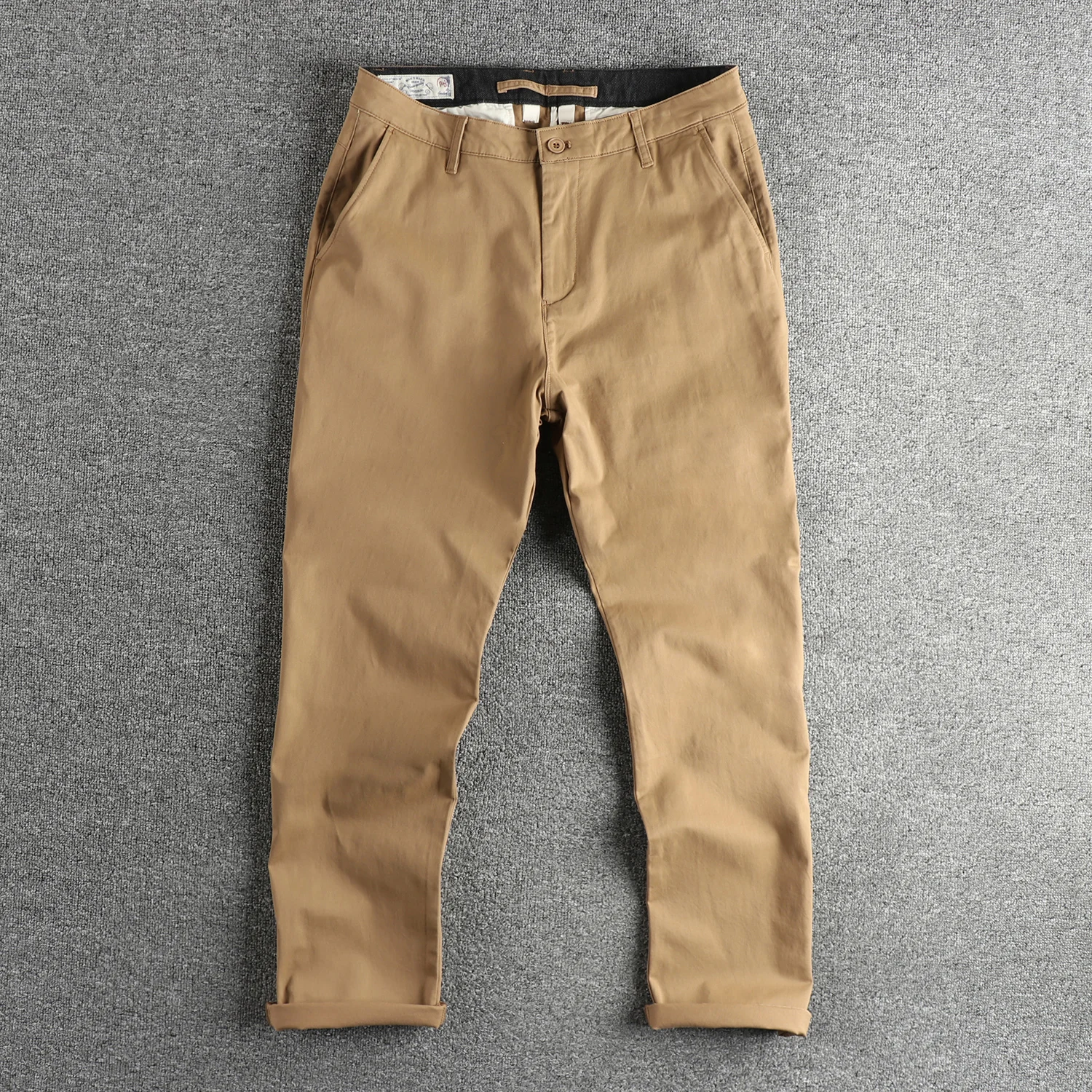 

2024 весна осень новые американские ретро тканые брюки-чиносы из саржи мужские простые повседневные прямые брюки из хлопка 97,4% промытого хлопка