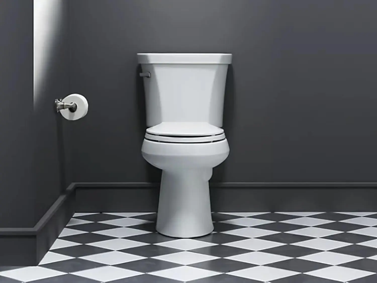 Toilette allungata in due pezzi da 1,28 Gpf ad altezza comfort con tecnologia di lavaggio di classe cinque e sedile con leva di viaggio a sinistra non incluso