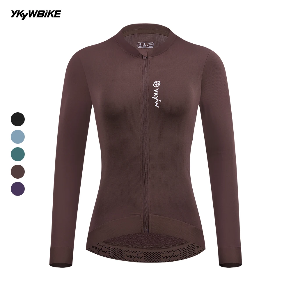 YKYWBIKE Women Cycling Jersey Spring Road Bike Long Sleeve Spring Autumn Bicycle Biking Clothing Slim Riding Female Long Shirt