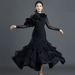 Waltz Dress Black Ballroom Dance Dress Stadard Women Modern Dance Suit for Competition Practice Skirt Female Dance Wear VDL2459