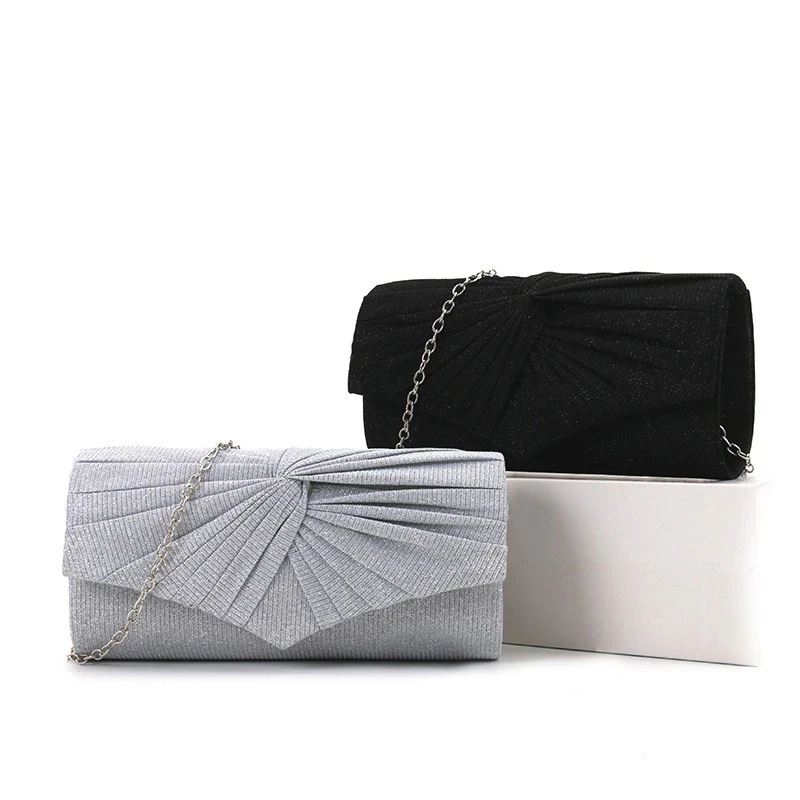 

Crossbody Dinner Bag, Pleated and Patterned Women's Bag, Solid-color Clutch Clutch, Chain Evening Makeup Bag