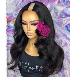 Long Body Wave Black V Part Wig 100% Human Hair Unprocessed Loose Wavy Indian Remy Hair U Part Wig Full End None Lace For Women