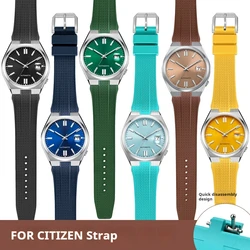 Fluoro Rubber Strap for Citizen NJ0150 NJ0151 0158 Quick Release Pin Buckle Men Soft FKM Sport Waterproof Replace Watch Band 9mm