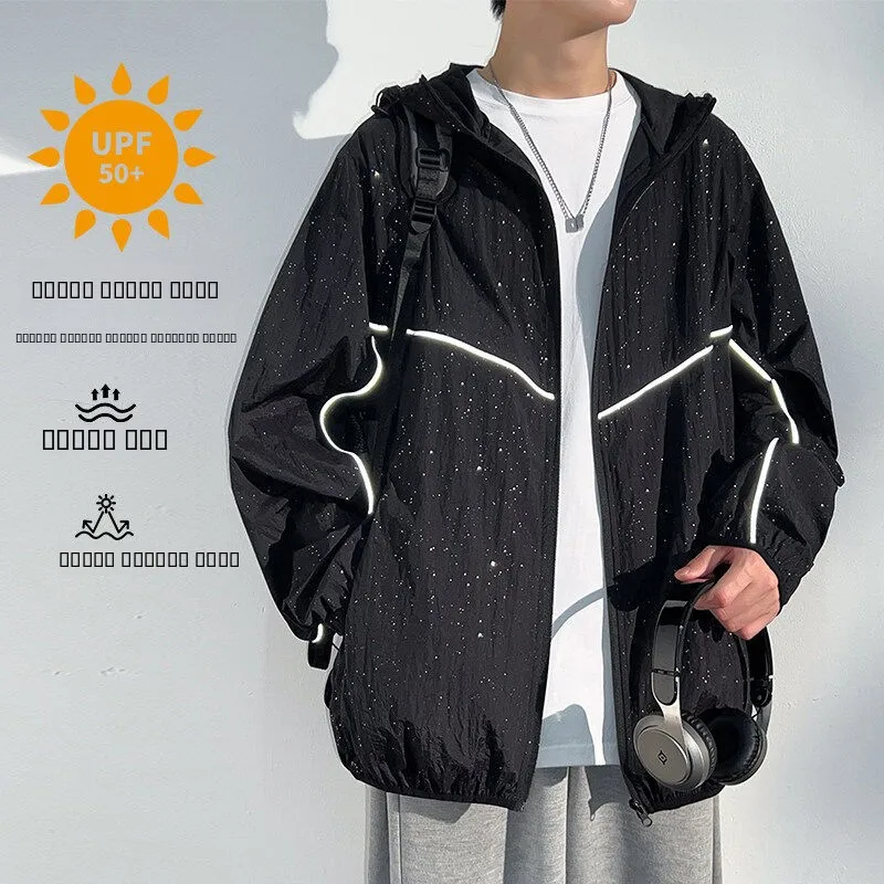 

Мужская летняя тонкая быстросохнущая одежда с защитой от ультрафиолета и светоотражающими элементами, модная верхняя одежда в стиле High Street, повседневный свободный крой