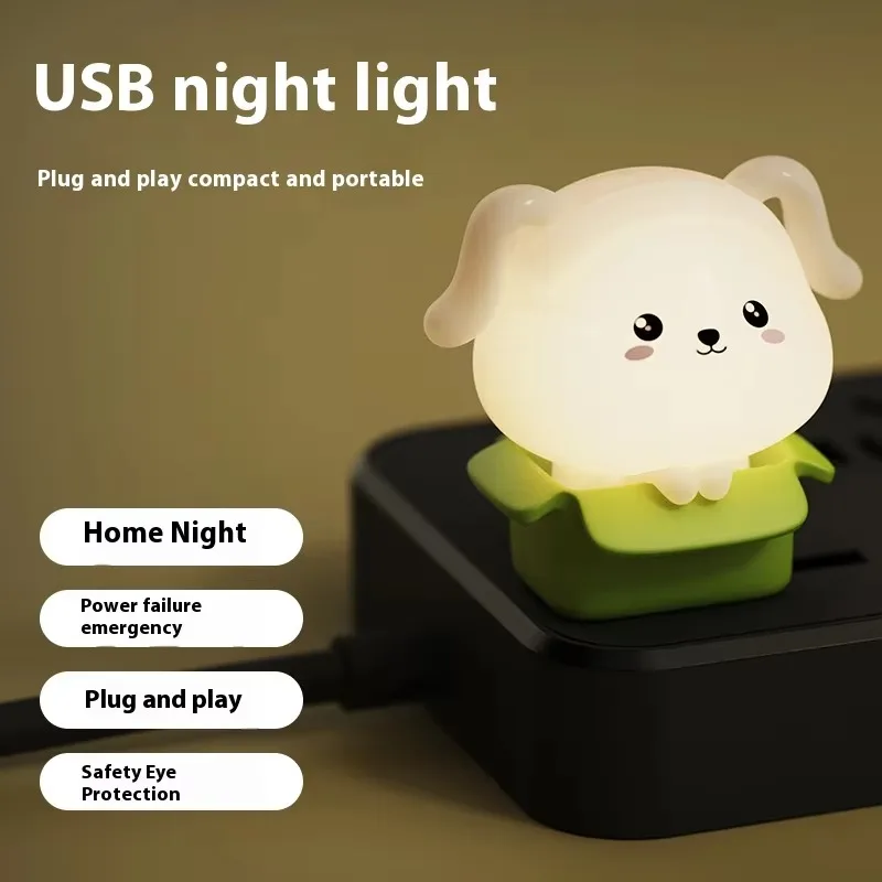 

USB Cute Pet Cartoon Bedside Lamp Sound Control Remote Voice Smart Night Light Creative Gift for Kids Children Bedroom