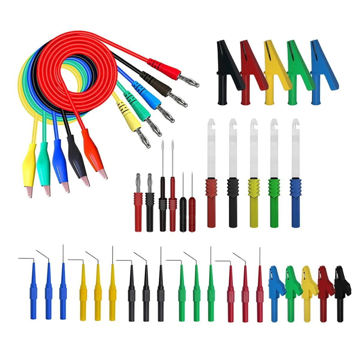 41PCS Multimeter Test Lead Kit 4MM Banana Plug to Alligator Clip Test Lead with Wire Piercing Probes Alligator Clip