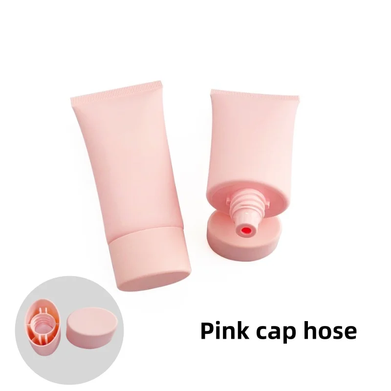 10 Pieces in Stock 50ml Pink/white Silver Edge Lid Pink Flat Tube Suitable for Small Batch Factory Wholesale