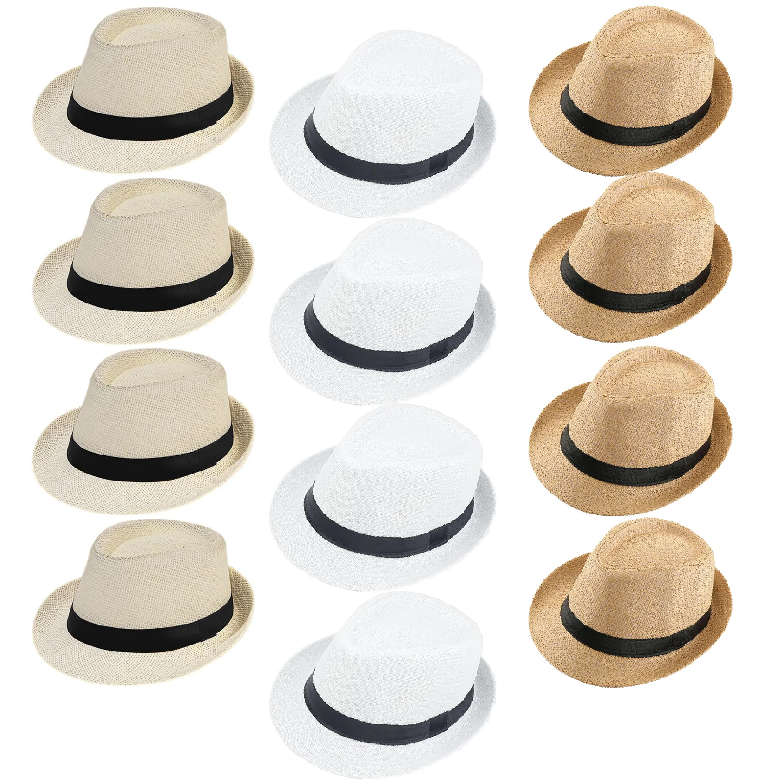 6-48 piezas de sombreros fedora de paja al por mayor para hombre, sombrero panamá de sol de ala corta, sombreros enrollables para mujer, disfraz de fiesta para Halloween/Navidad