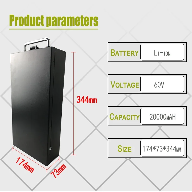 

60V 20ah Harley Lithium Battery Waterproof for Two Wheel Foldable Citycoco With Charger