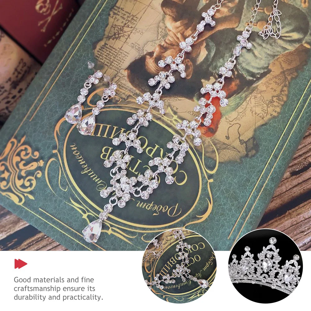 

1 комплект, свадебная тиара, ожерелье, серьги, комплект свадебных украшений для невесты, элегантные свадебные украшения со стразами и кристаллами для невесты