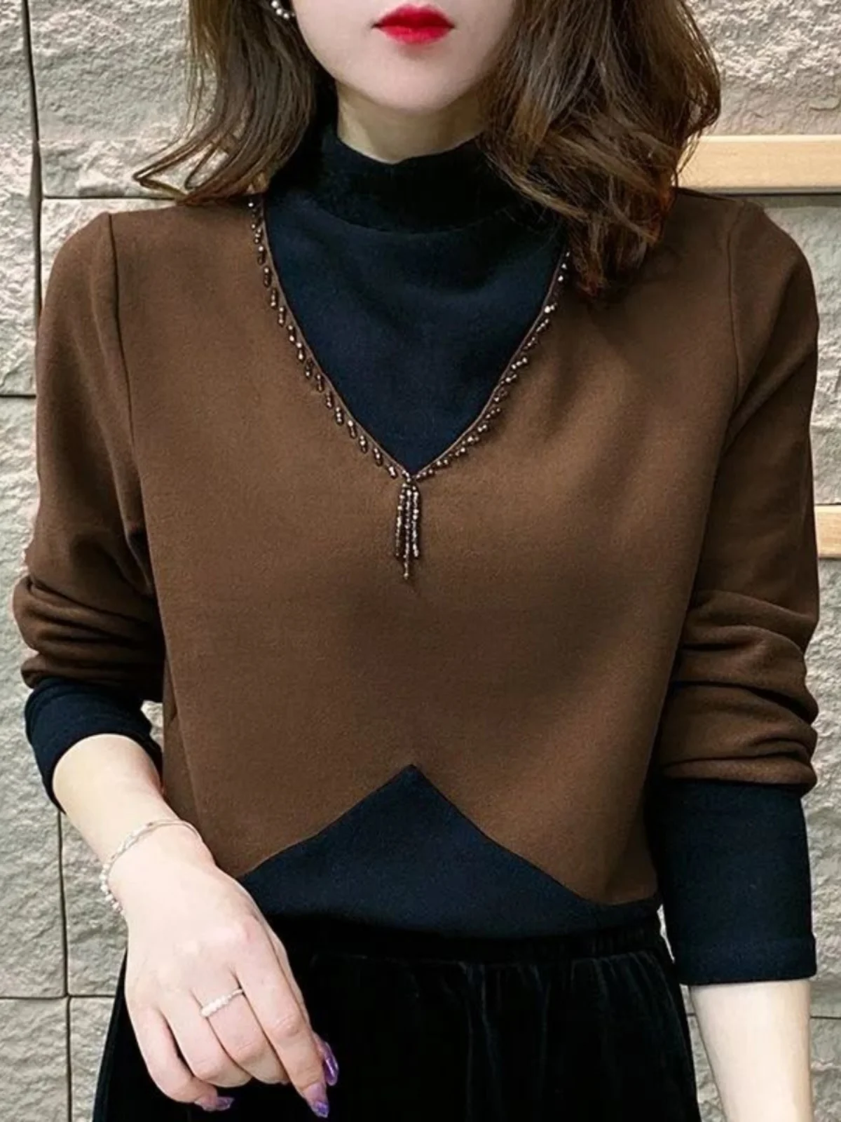 Women's Base Shirt 2026 New Double-sided German Velvet Spring Autumn Long Sleeve Fashionable Warm Matching T-shirt Korean Style