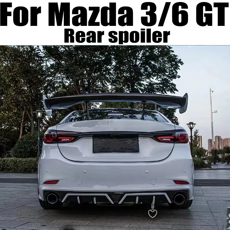 

3D Carbon Fiber PatternCAR REAR WING TRUNK SPOILER For Mazda 3 /Mazda 6 AXELA Atenza Sedan GT STYLE By EMS