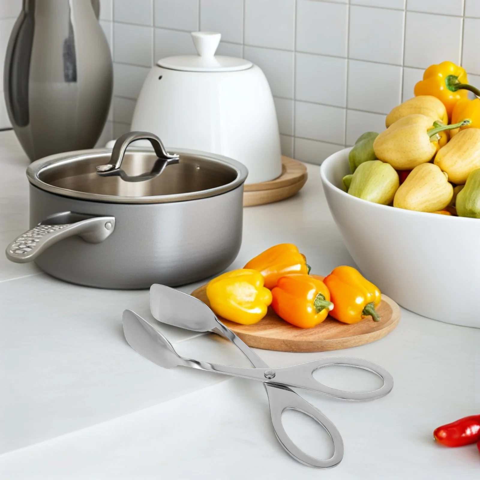 

Food Clip Heat Resistant Tongs Multifunction Kitchen Tool Stainless Steel Bread Clamp Egg Scissor Lightweight Non Slip Grip For