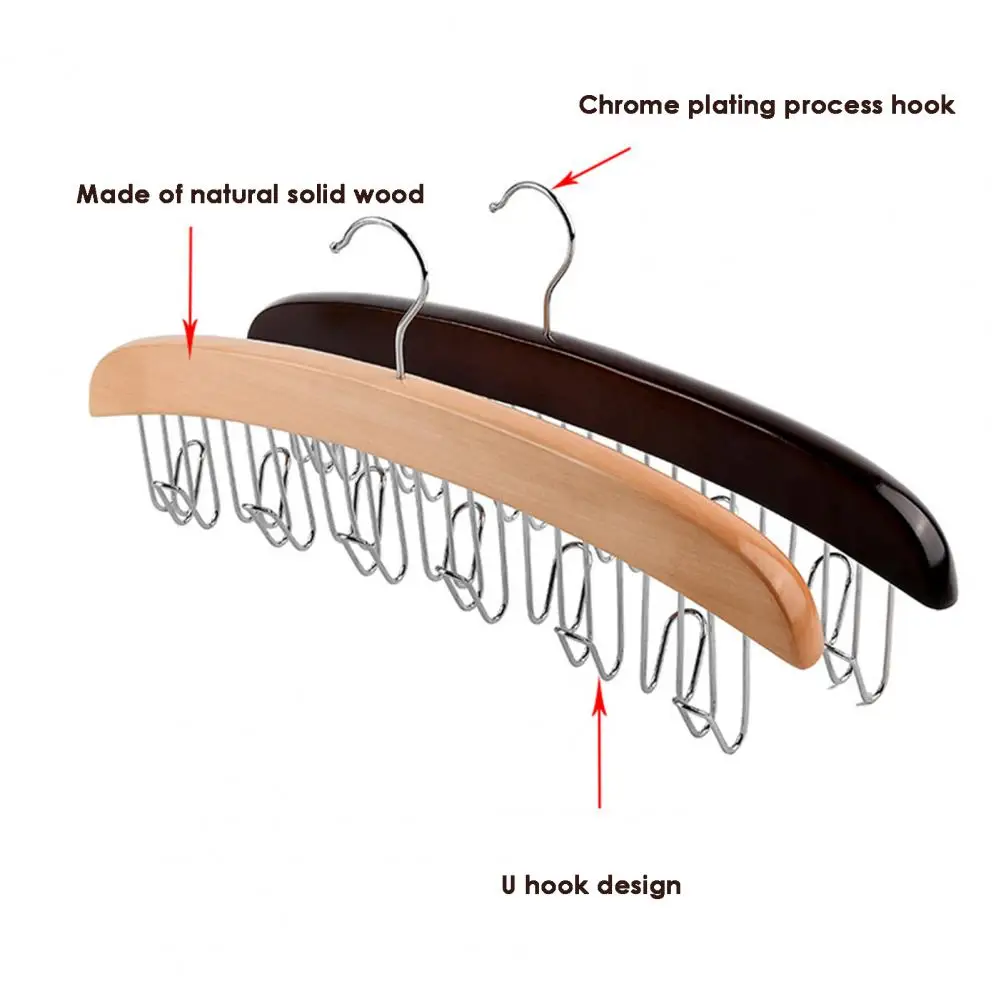 

Вешалка для ремня, деревянная вешалка для ремня с 12 крючками, компактный органайзер для шкафа, прочная стойка для ремня для спальни