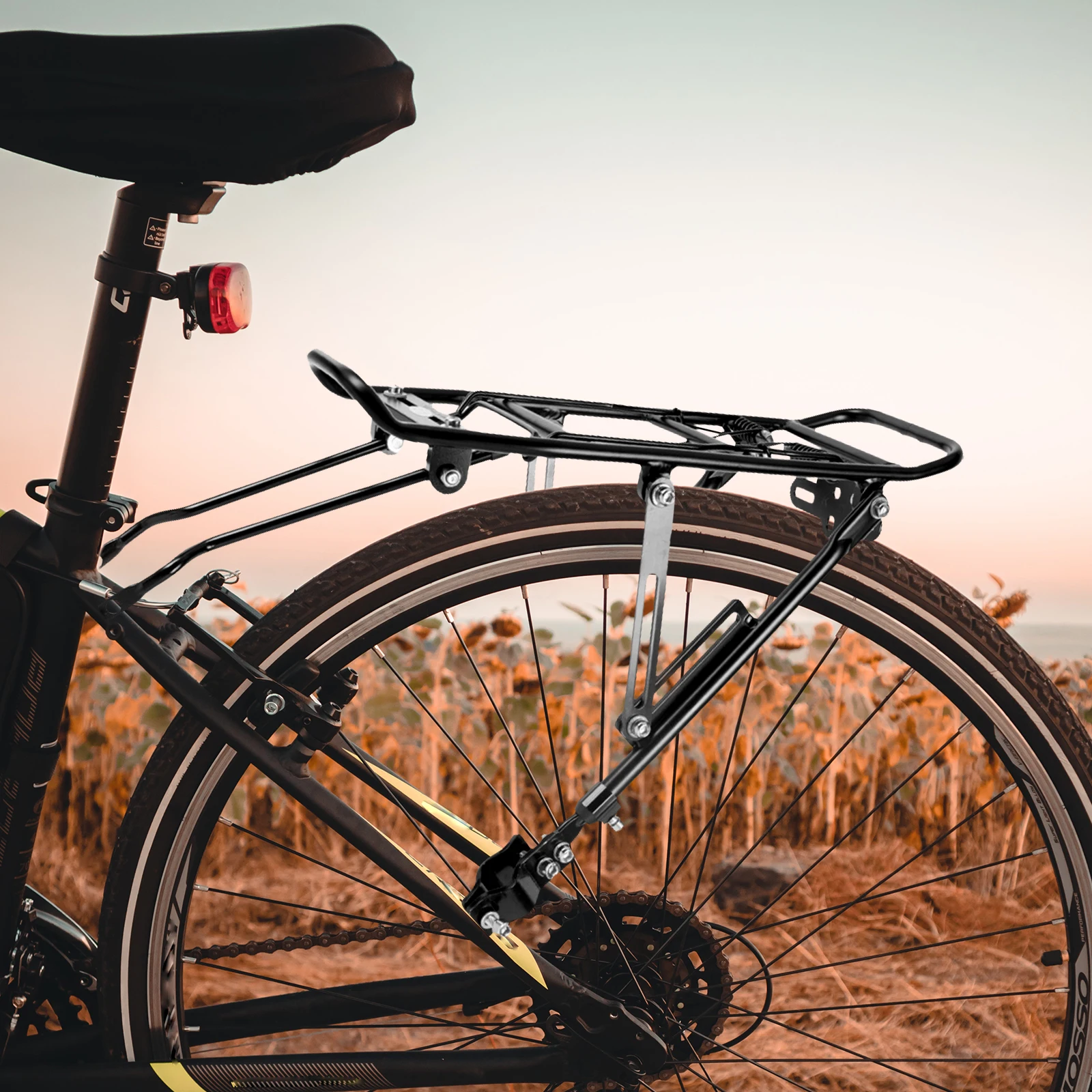 

Bike Rear Cargo Rack Aluminum Alloy Lightweight Durable Easy Use Holder for Mountain Road Bike Backpack Luggage Outdoor