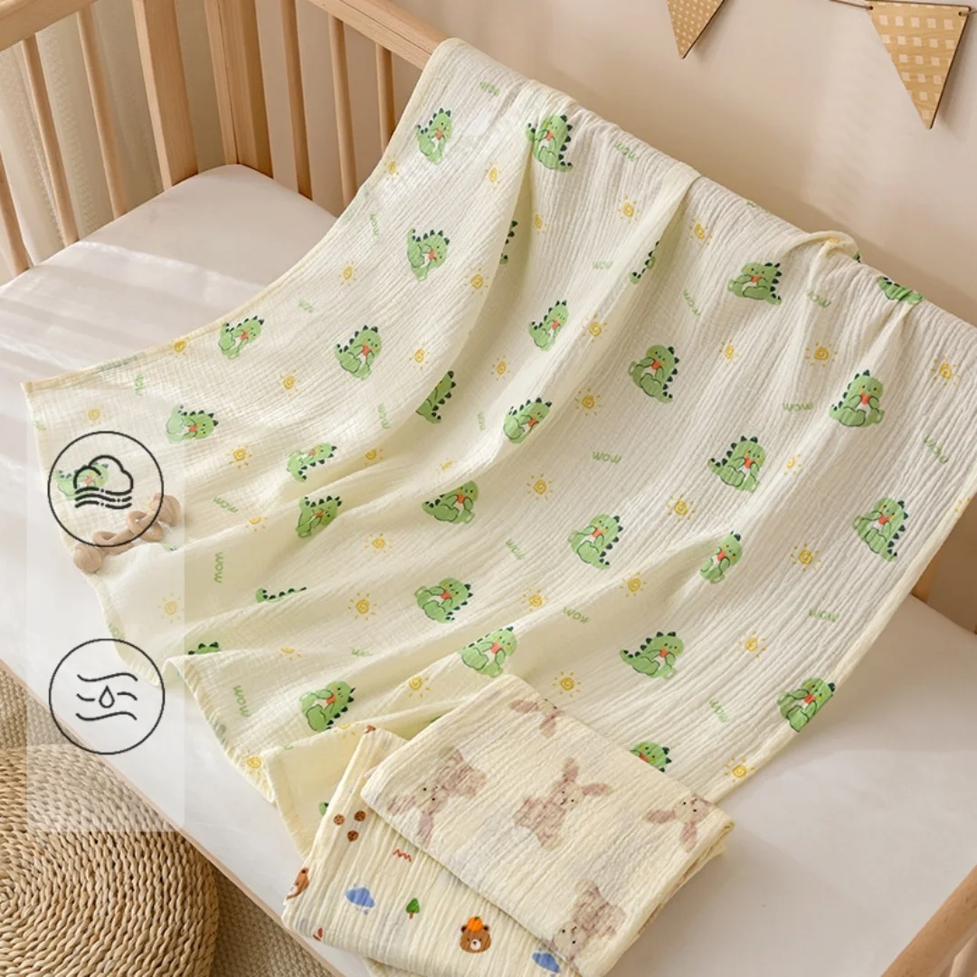 Baby Cotton Bath Towel Cartoon Print Soft Absorbent Toddler Bath Towel 100x100cm Cute Infant Bath Towel