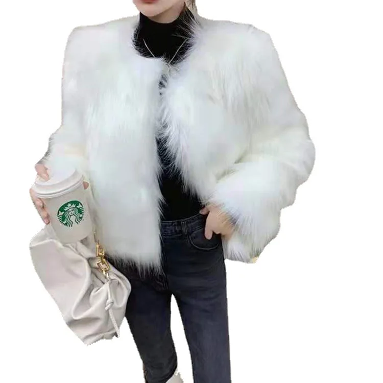 2022 Autumn/Winter New White Fur Coat Women\'s Short Korean Edition Fox Hair Slim Fit Show Thin Fur Top Trend