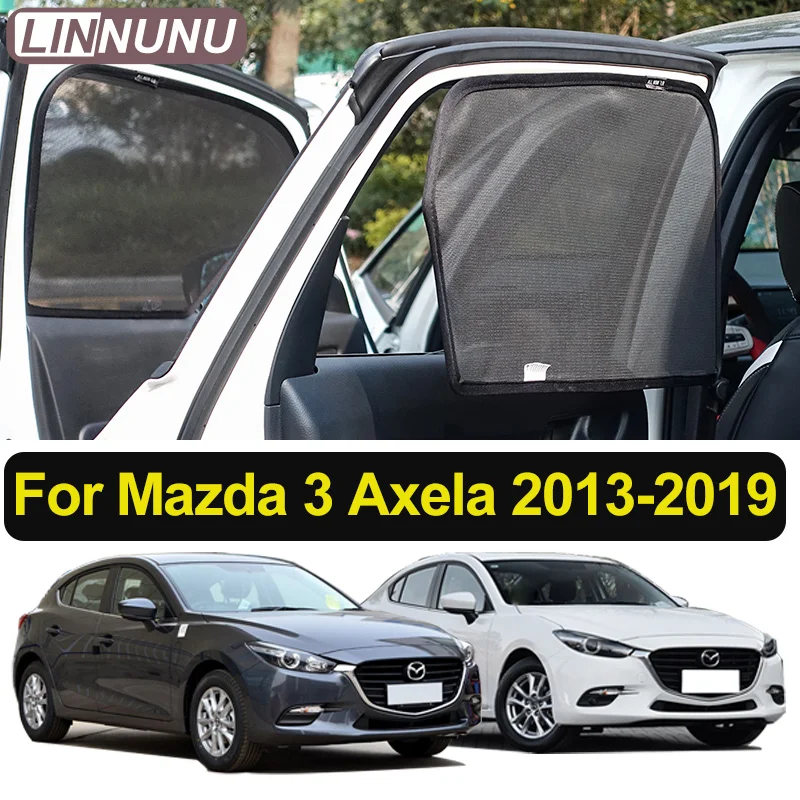 

LINNUNU Magnet Car sunshade For MAZDA 3 Axela 2013-2019 BM Windows Mesh curtains UV protection Sunscreen Insulation accessories