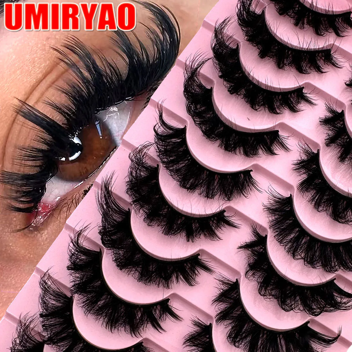 10 Paar DD Curl Russische Streifenwimpern Flauschige Katzenaugenwimpern Volumen Falsche Wimpern Dramatische unordentliche künstliche Nerz-Fälschungswimpern Make-up