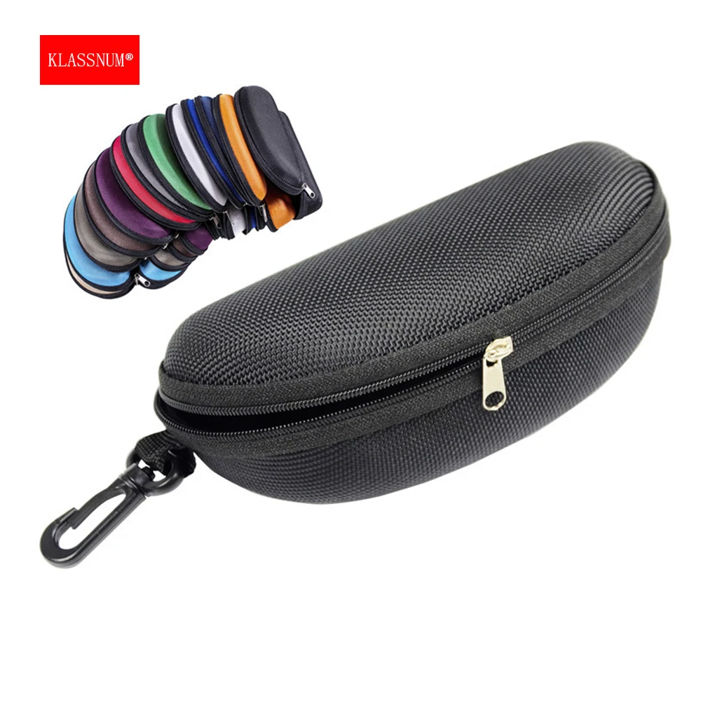 KLASSNUM Portable Zipper Sunglasses Case EVA Glasses Protector Box with Hook Knitted Oxford Cloth Eyewear Storage Box Women Men