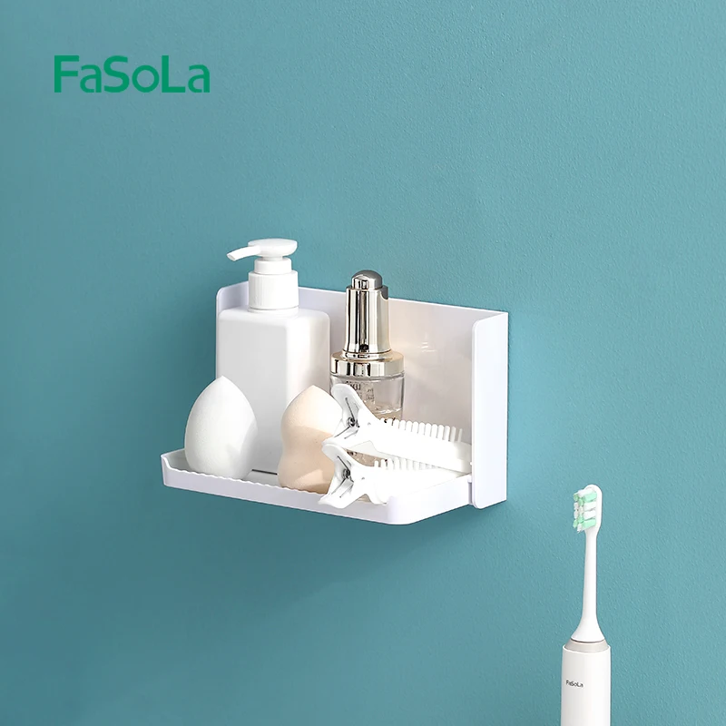 FaSoLa Floating Shelf For Wall Foldable Bathroom Organizer Shelf Wall Mount Shelf For Phone Remote Adhesive Folding Shelf