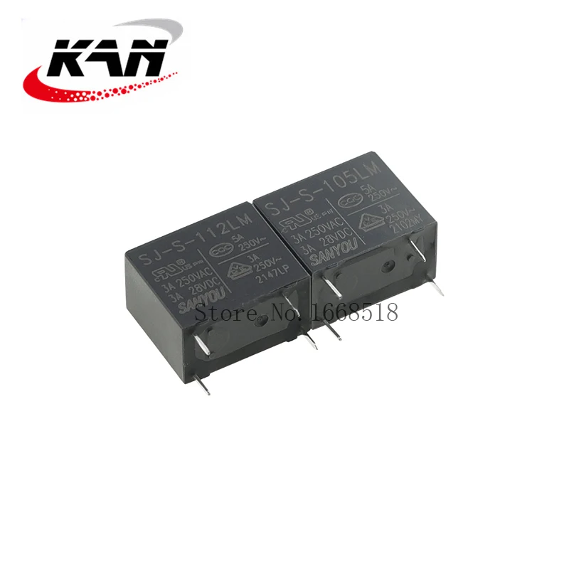 Free shipping 100pcs Power relay SJ-S-105LM SJ-S-112LM 5VDC 12VDC 3A 250VAC 4PIN Original New