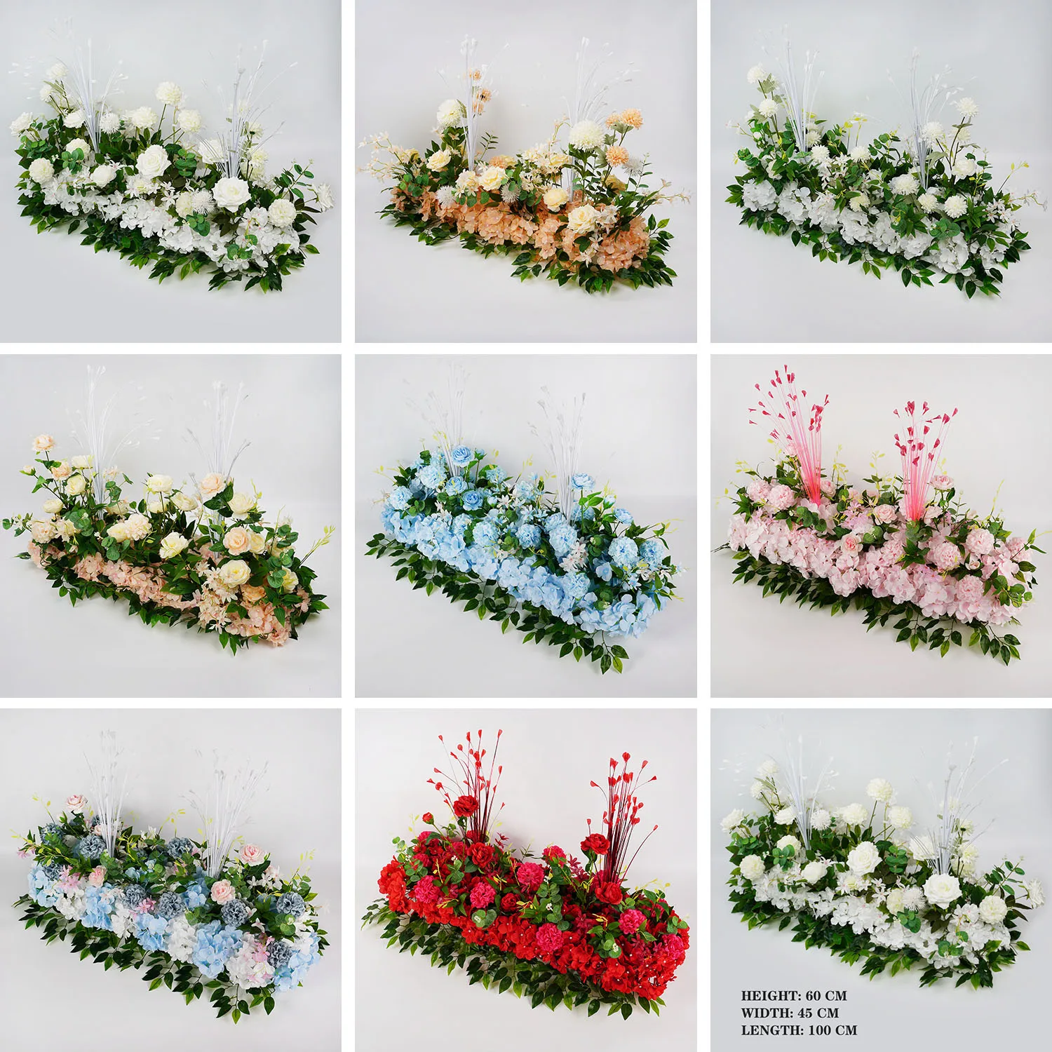 

100CM Artificial Rose Flowers Row DIY Wedding Table Decoration Arrangement Centerpiece Birthday Party Floral Row Decor