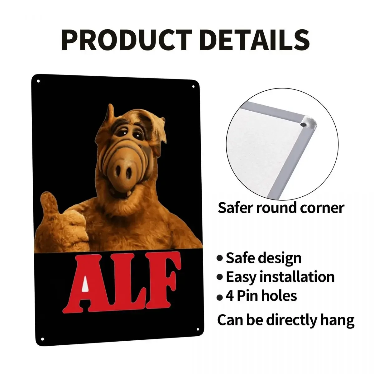 Alien Life Form ALF Meme Metal Sign Retro Sci Fi TV Tin Decorative Signs Plaques Pub Cafe Yard Man Cave Bar Wall Art Decor