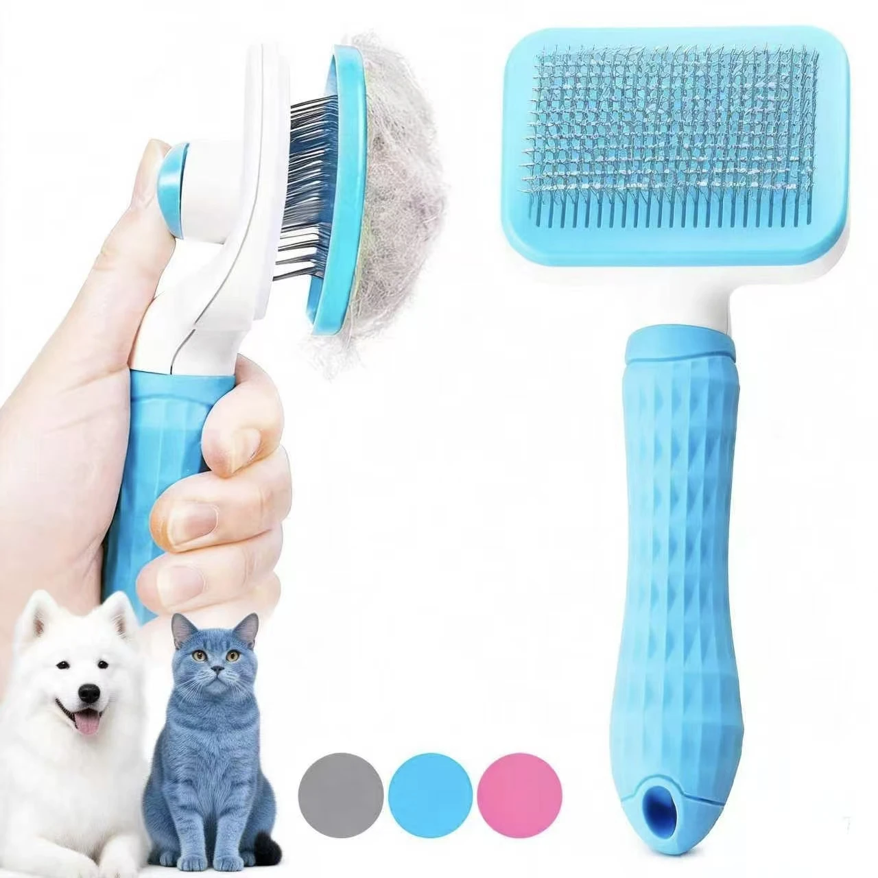 Self-cleaning Pet Hair Remove Comb Cat Slicker Brush Pet Hair Removal Comb For Dogs Cats Grooming Tools Combs Dogs Accessories