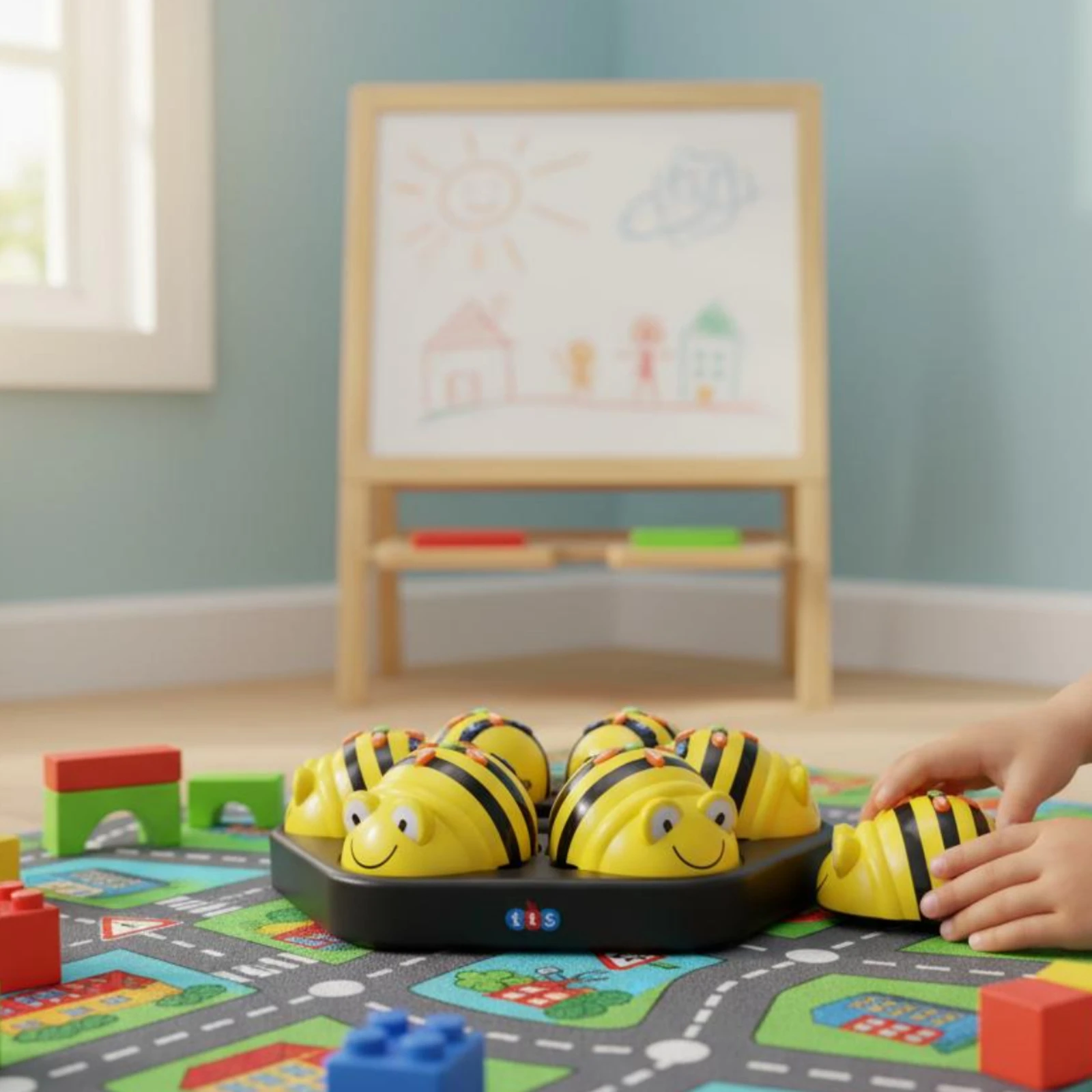 

6 Pieces Charging Dock Robot Set Smiling Face 6-Slot Robot Dock Bee-Bot Charging Station Easy to Organize Portable