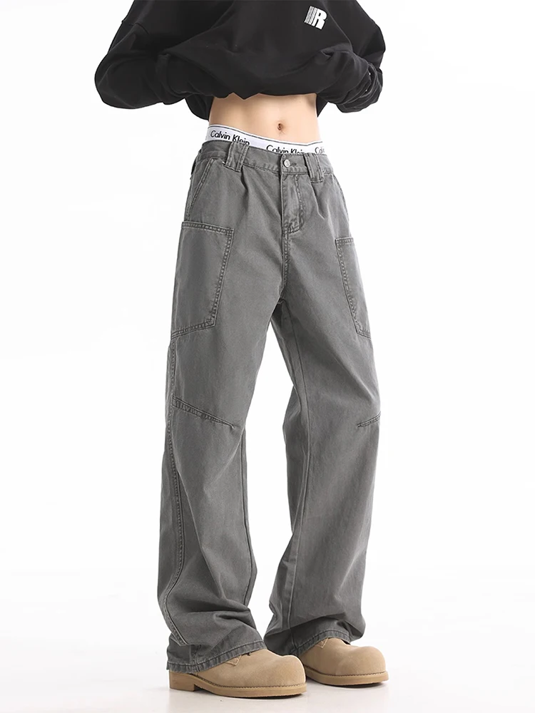 

American Retro Workwear Pants Loose Straight Leg Casual High Street Summer Trendy Men's Women's Cleanfit Long Trousers