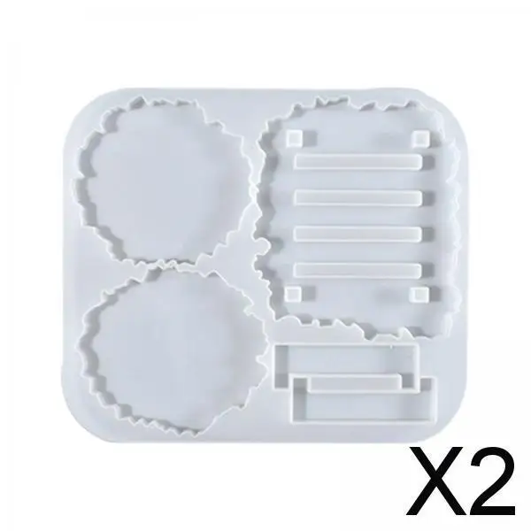 2X Epoxy Resin Coaster Casting Mold DIY Crafts 8.6x7.6x0.4inch Durable Material