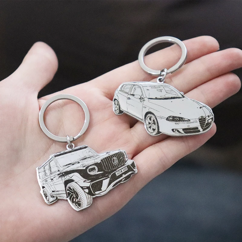 Personalized Car Photo Keychain Custom Engraved Motorcycle Picture Pendant Gifts Stainless Steel Memory Jewelry Picture Pendants