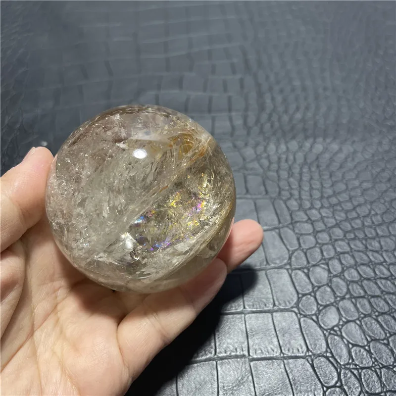 

6.9cm Rainbow Natural Clear Quartz Brown Crystal Spheres Smoky Quartz Ball