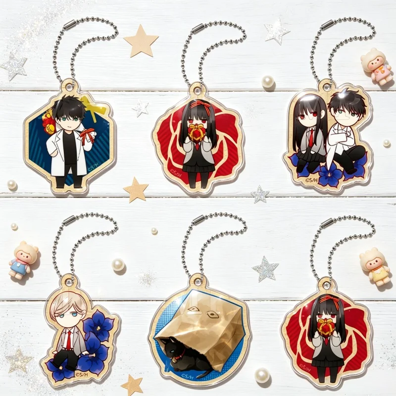 Acrylic Keychain Bag Pendant Tsuiraku JK to Haijin Kyoushi Anime6CM Shelf Ornaments Display Mikoto Ochiai,Jin Haiba Cosplay Gift