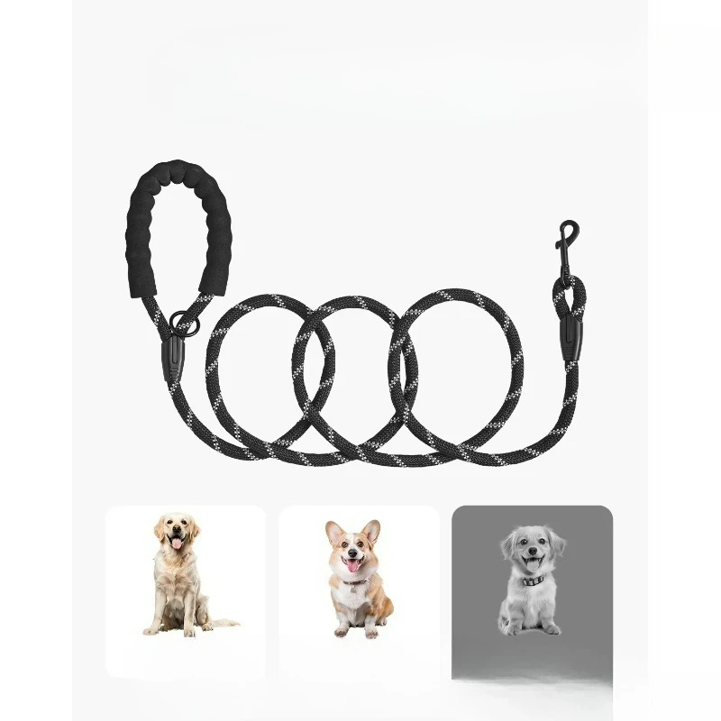 Canine Cord, 6ft Robust Pet Tether with Cushioned Grip, Durable Nylon Broad Strap with Luminous Fibers, Pet Strolling and Coaching Tether, for Medium to Large Dogs (1/2 in, Black)