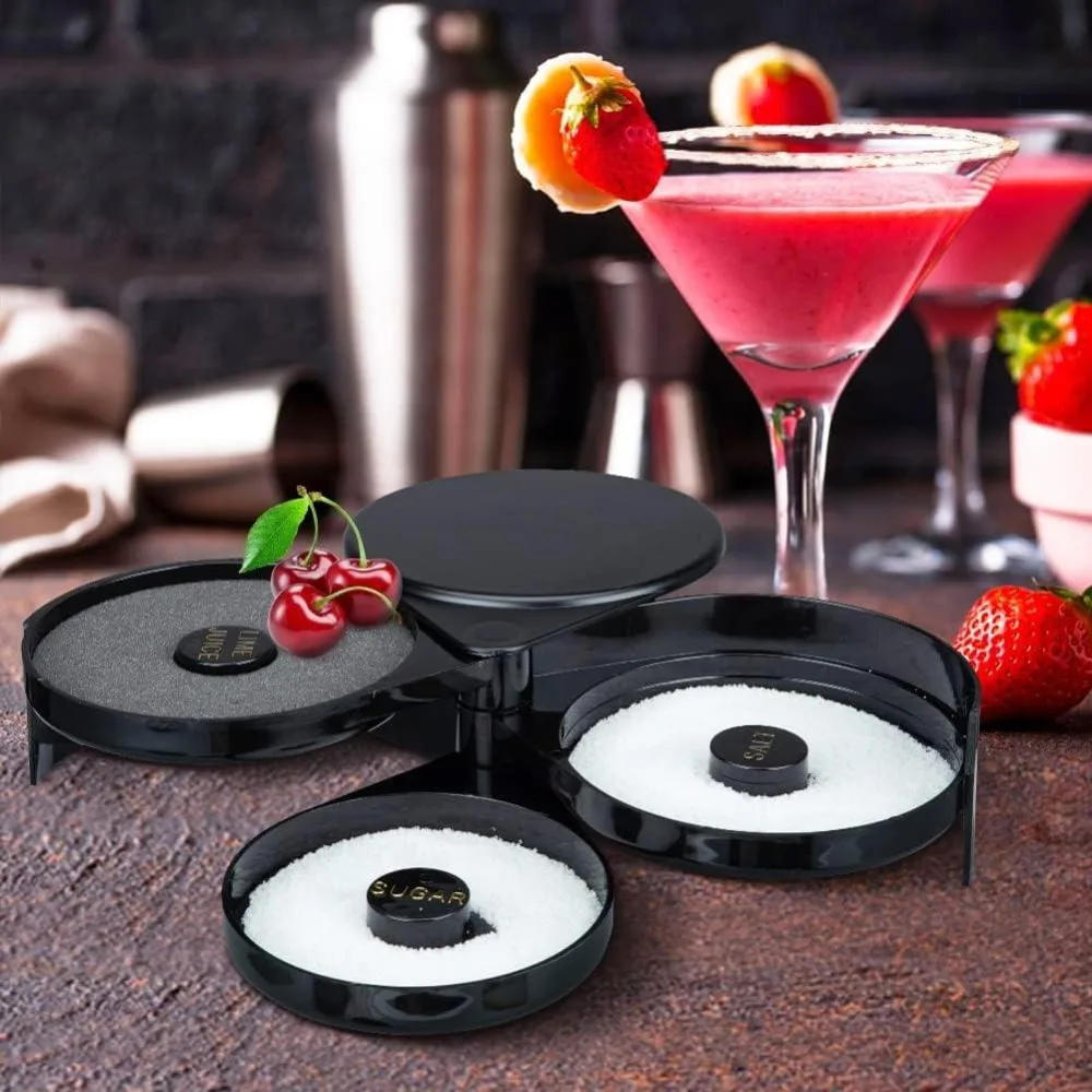 اكسسوارات البار 3 الطبقة الدورية الملح ريمر صندوق خلط الملح السكر حافة صندوق عصير كوكتيل التوابل الحواف نادل أداة #2