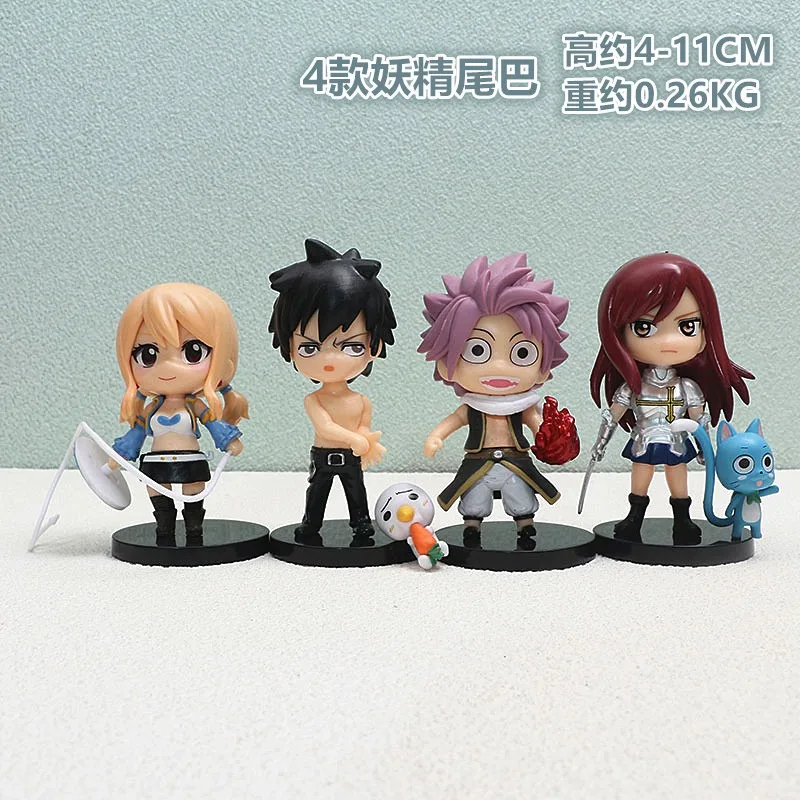 4 stuks anime sprookjesfiguren eeuwige lucy hartfilia modieus brinquedos erza scarlet cinza fullbuster conjunto decora neden