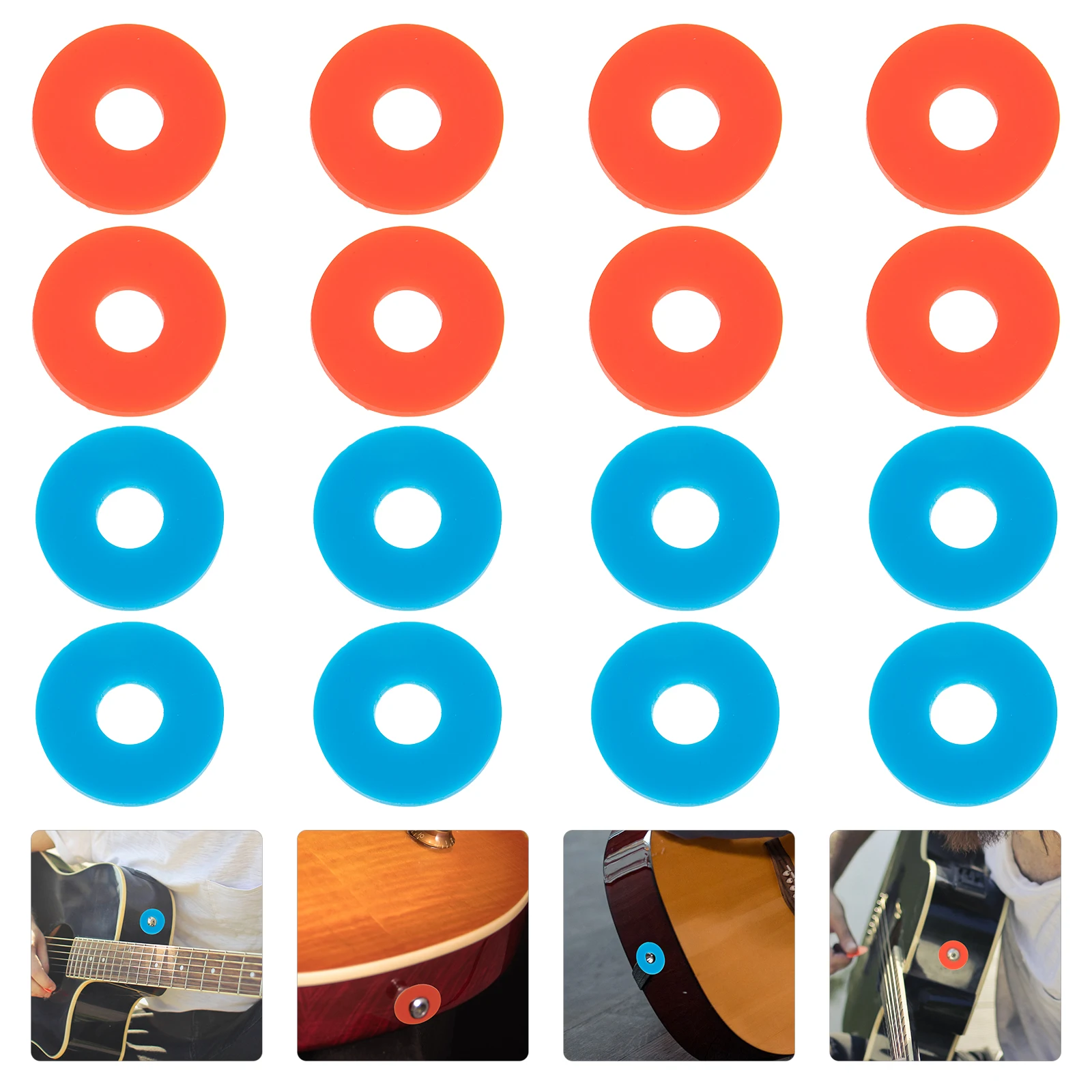 

16 Pcs Guitar Strap Lock Non Slip Silicone Blocks Protector Parts for Bass Electric Acoustic Guitars Ukuleles Accessories